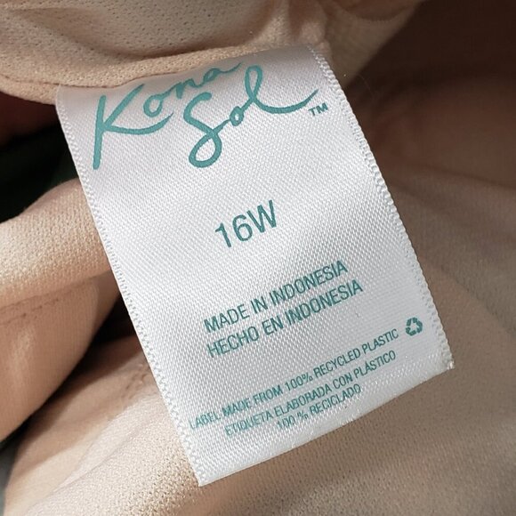 Kona Sol Olive Green Hawaiian Floral Swim Tank Size 16 W   Tie Back - Picture 2 of 3